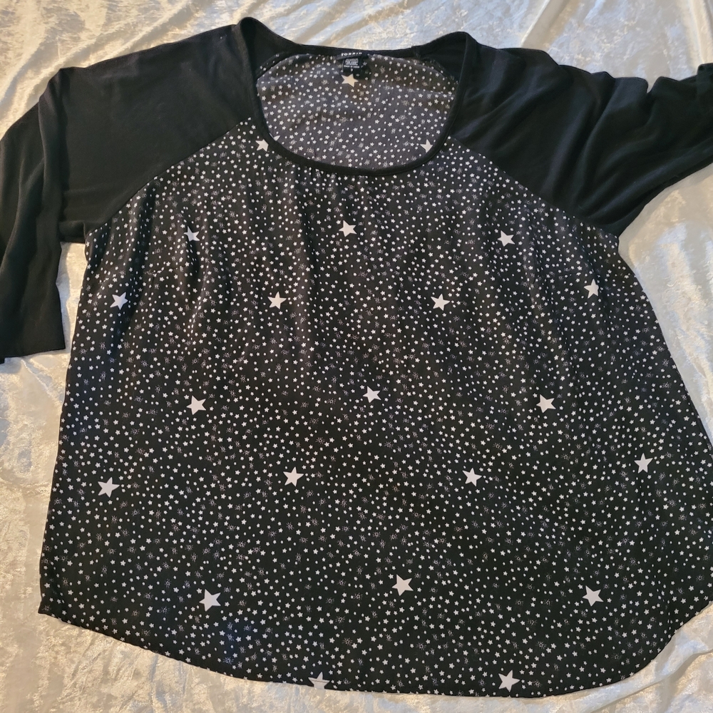 Torrid Black and White Starry Blouse